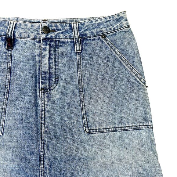 Mudd Denim Skirt Womens 5 Blue Button Front Midi 100% Cotton Casual Y2K 2000s - Picture 4 of 16